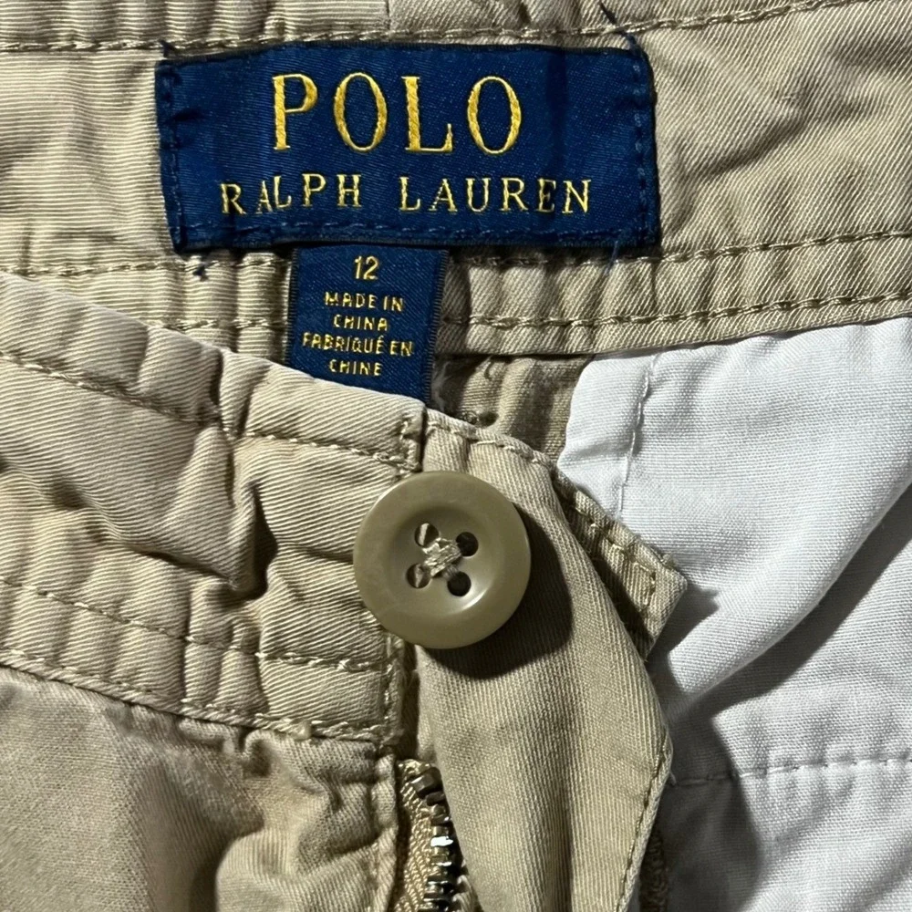 Polo Ralph Lauren Cargo Shorts Boys 12 Tan Khaki Classic Chino Cotton Utility